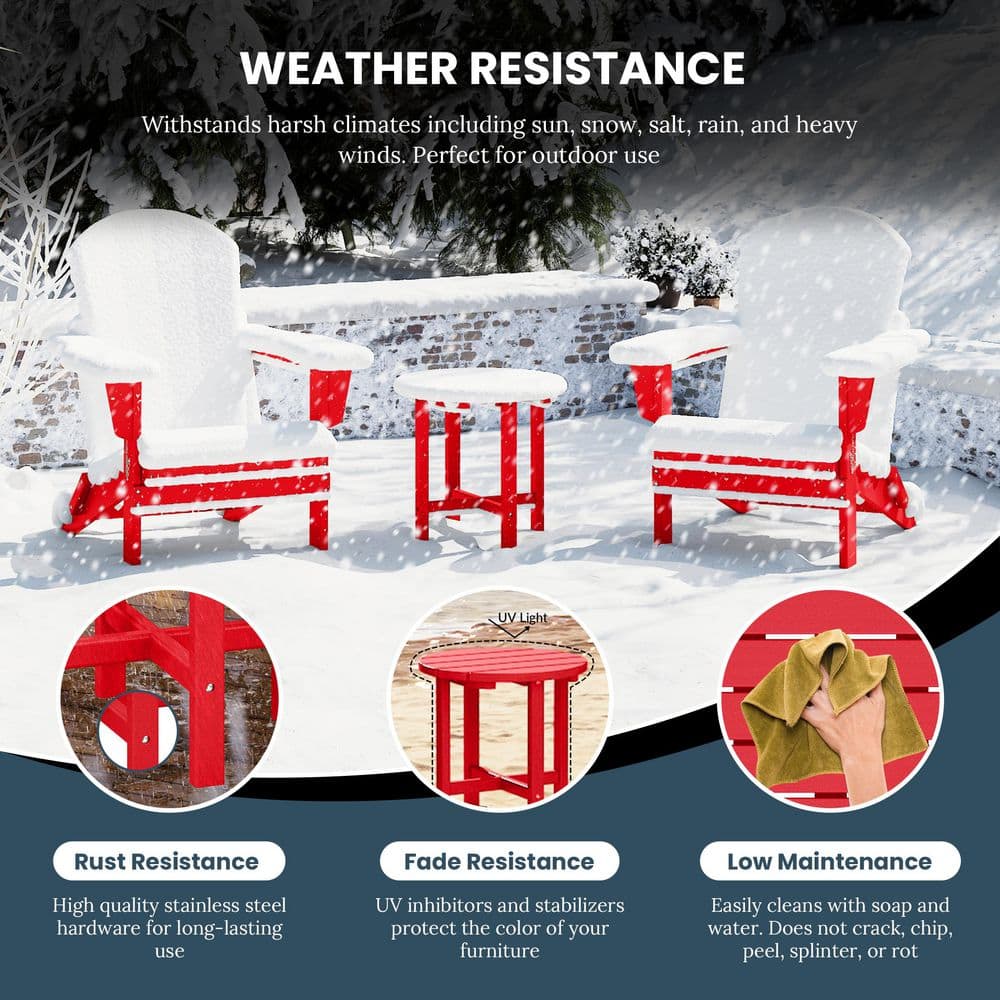 Altura Eco-Friendly All-Weather 18" Round Side Table - Red