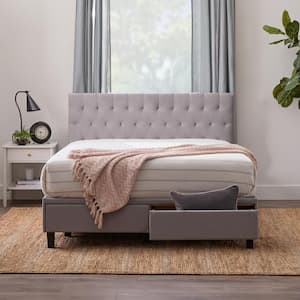 Morgan Stone Gray Wood Frame Full Platform Bed with Storage Drawers