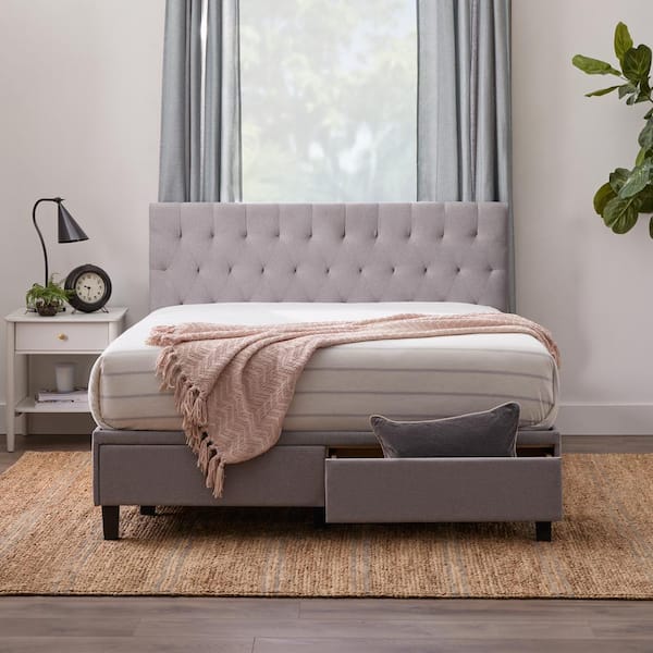 Brookside Morgan Stone Gray Wood Frame Full Platform Bed with Storage Drawers