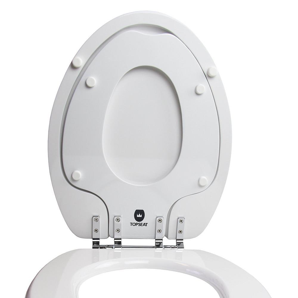 White Elongated MDF Toilet Seat with Chromed Hinges