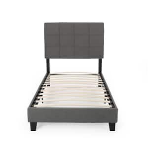 Eveleth Charcoal Grey Wood Upholstered Twin Bed Frame