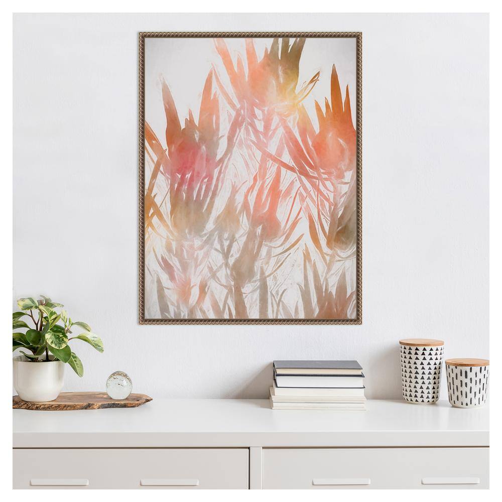 Beaded Gold Framed Abstract Botanic Canvas Wall Art 23 x 30