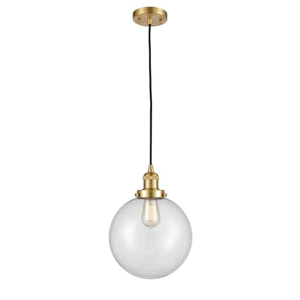 Innovations Beacon 100-Watt 1 Light Satin Gold Shaded Mini Pendant ...