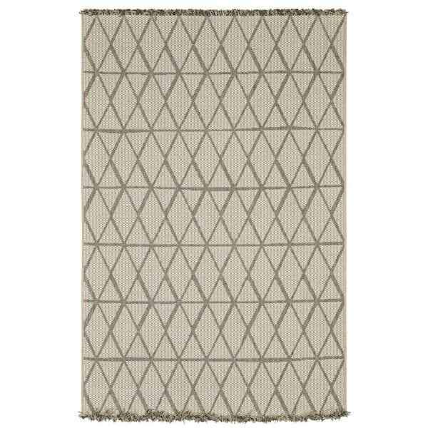 Gables Beige 3 ft. x 5 ft. Geometric Diamond Trellis Polypropylene Indoor/Outdoor Area Rug