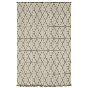 Gables Beige 5 ft. x 7 ft. Geometric Diamond Trellis Polypropylene Indoor/Outdoor Area Rug