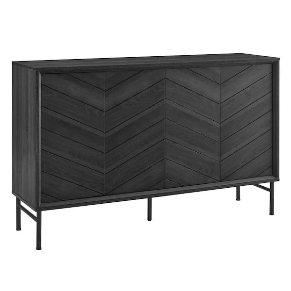 MODWAY Harper Chevron in Black Sideboard Storage Cabinet
