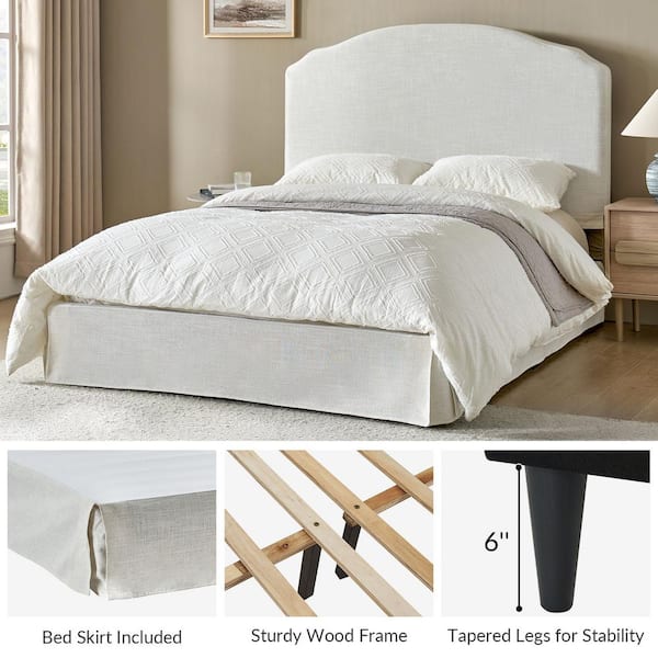 JAYDEN CREATION Christoph White Wood Frame King Platform Bed