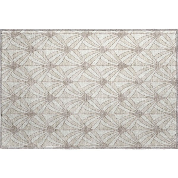 Mayfield Premium Machine Washable Abstract AMF2426 Ivory 3 ft. x 4 ft. Area Rug