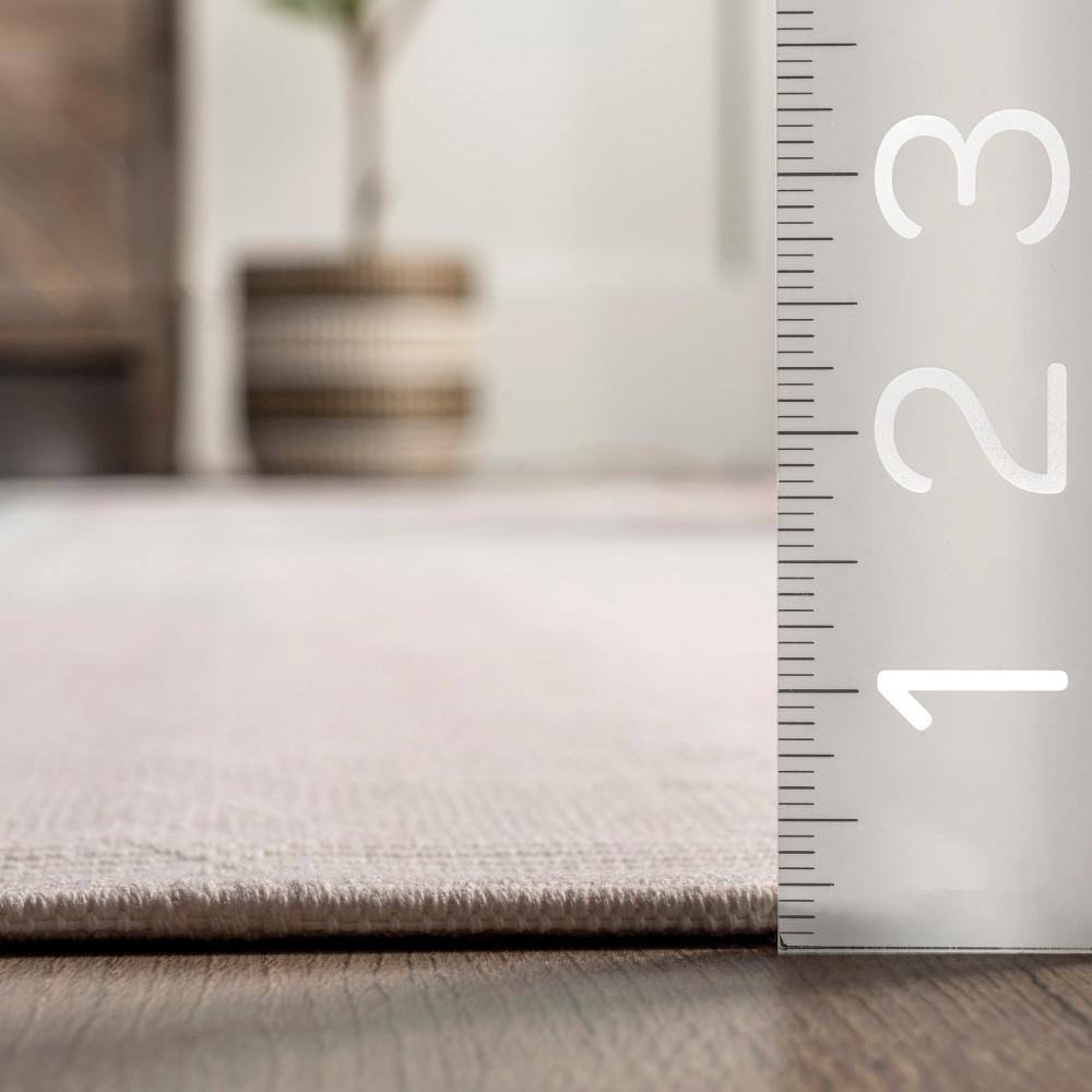 Modern Geometric Gray and Beige Washable Viscose Area Rug