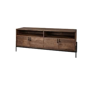 Glen IV Brown Solid Wood TV Stand Media Console with Storage TV up to 71 in.