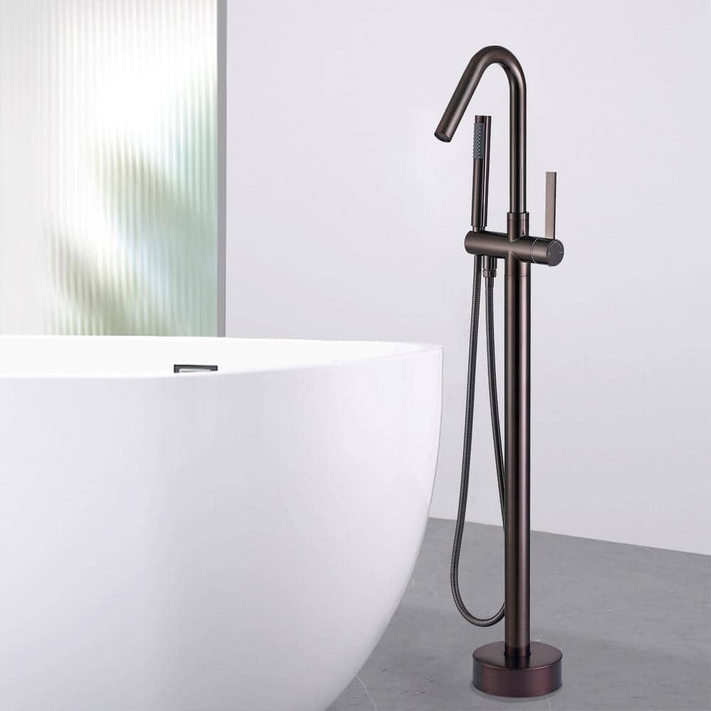 Oil Rubbed Bronze Freestanding Tub Filler with Handshower