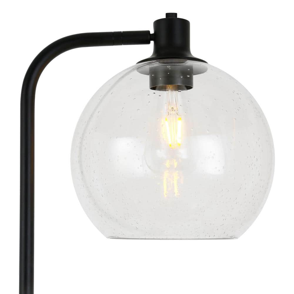 Adjustable Bronze Floor Lamp with Seeded Glass Shade