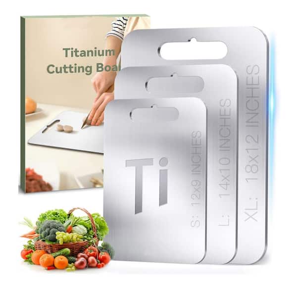 14x10 in Double Sided Food Grade Titanium Cutting Board with Handle, Dishwasher Safe for For Meats, Fruits, Vegetables