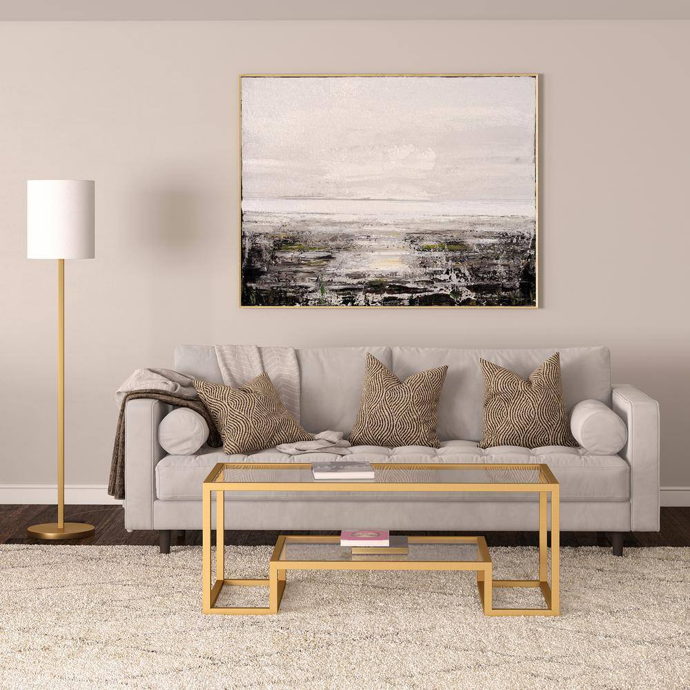 Braun Brushed Gold 62" Smart Floor Lamp with White Linen Shade