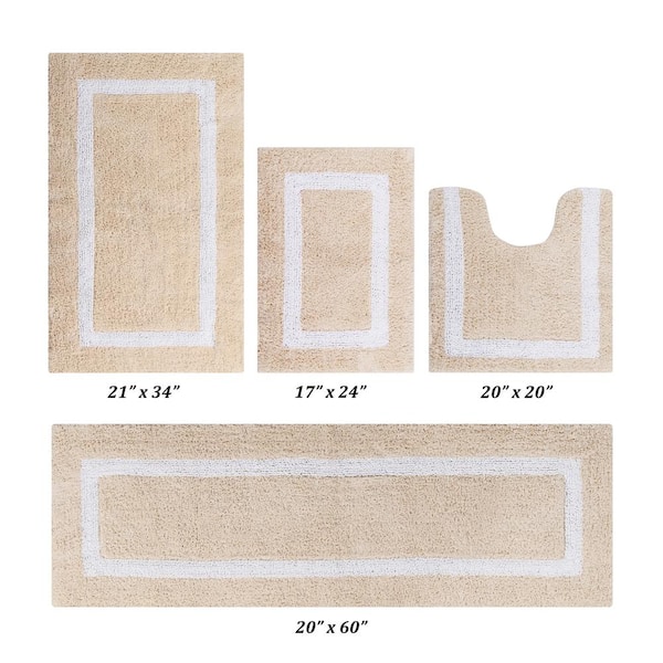 Better Trends Hotel Collection Sand/White 100% Cotton 4 Piece Bath Rug ...