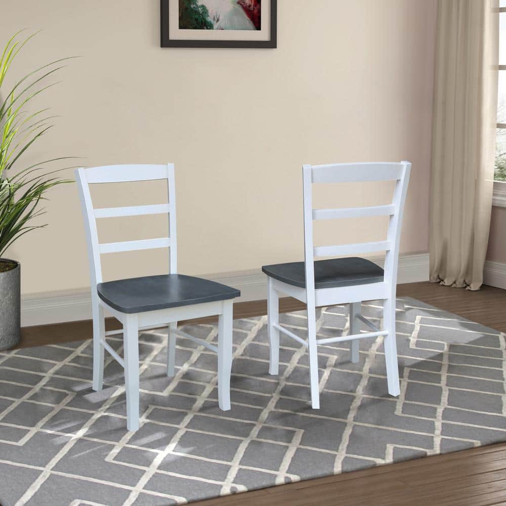 White and Heather Gray High Ladderback Solid Wood Side Chair