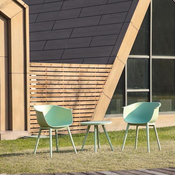 Afoxsos Green 3-Piece Plastic Patio Conversation Set with 2 Single Chairs and 1 Side Table