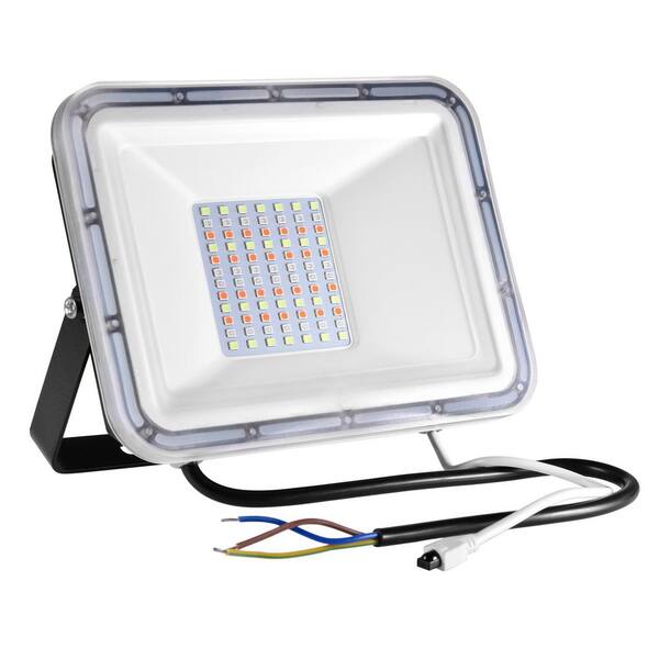 CIPACHO 50-Watt Black Outdoor Integrated LED Thin C8 Generation Flood Light RGB Light with Remote Control