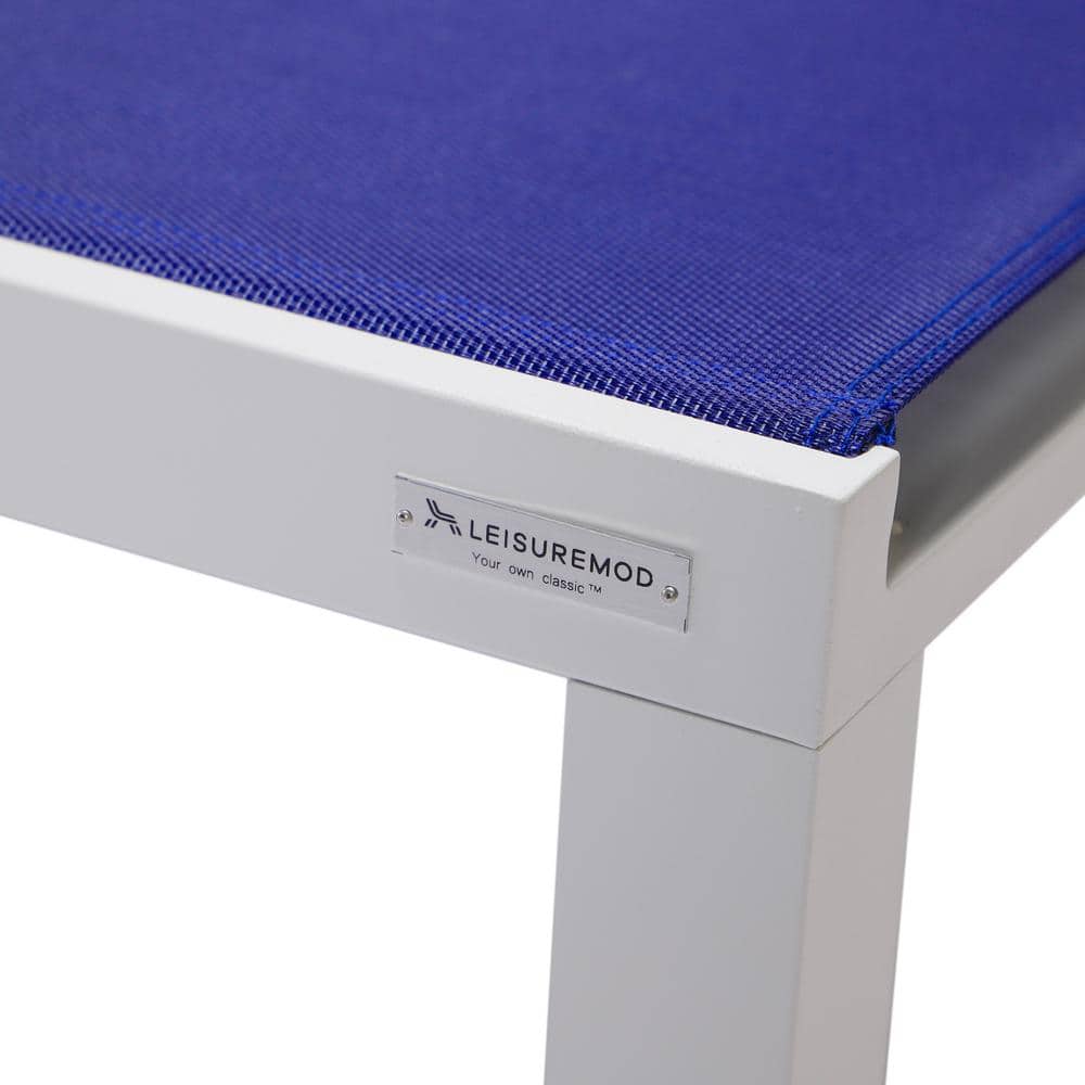 Navy Blue Aluminum Outdoor Chaise Lounge with Adjustable Backrest