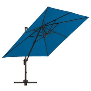 10 ft. Aluminum Cantilever Patio Umbrella Outdoor Square Offset Umbrella, 6-Level 360°Rotation Aluminum Pole Royal Blue