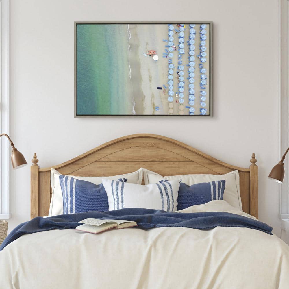 Monterosso Beach Aerial View Canvas Print with Gray Frame