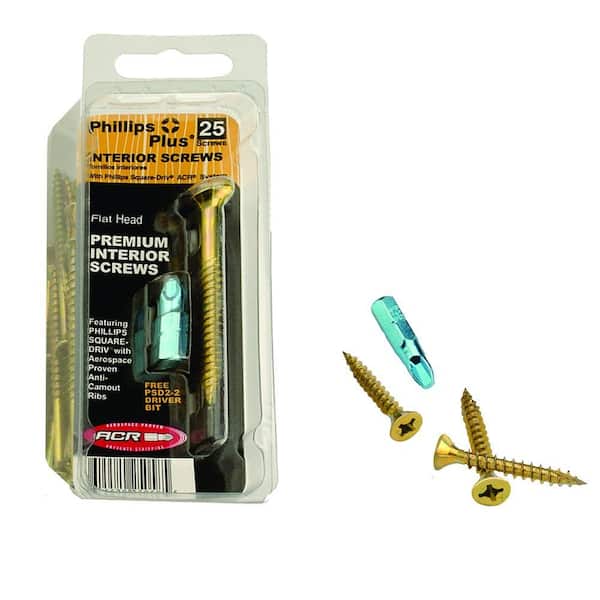 Phillips #7 1 in. Phillips-Square Flat-Head Wood Screws (25-Pack)