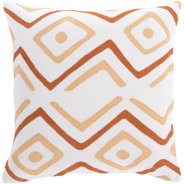 Livabliss Boadicea Burnt Orange Graphic Polyester 18 in. x 18 in. Throw Pillow