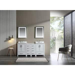 Wilton 72 in. W x 22 in. D x 34 in . H Wood Bathroom Vanity Set in White with White Marble Top with Undermount Sink