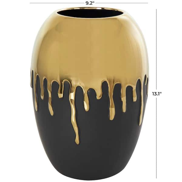 CosmoLiving by Cosmopolitan Black Ceramic Decorative Vase with