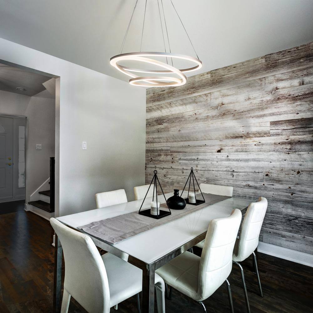 Tania Trio 32-Inch Silver Aluminum LED Chandelier