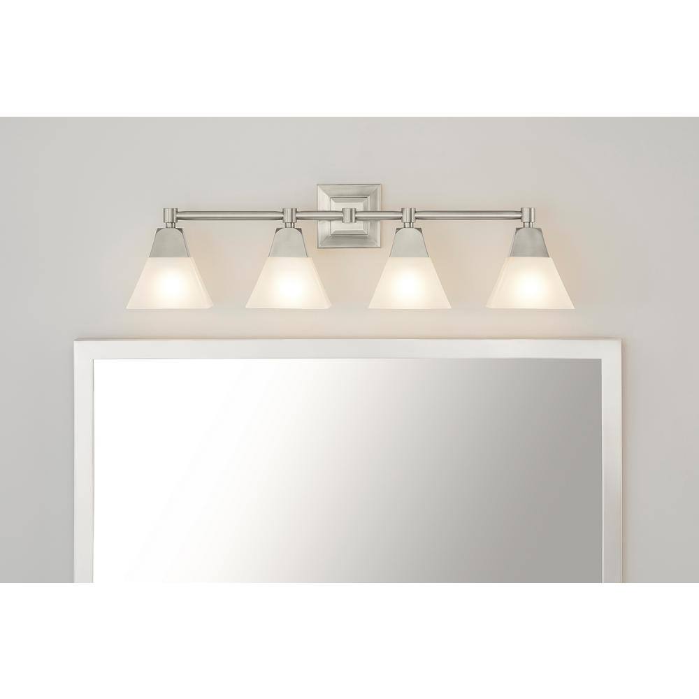 Brushed Nickel Four-Light Sconce with Frosted Glass Shades