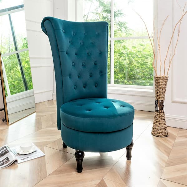 Gosser 20 in. Greenish Blue Velvet Vanity Arm Chair
