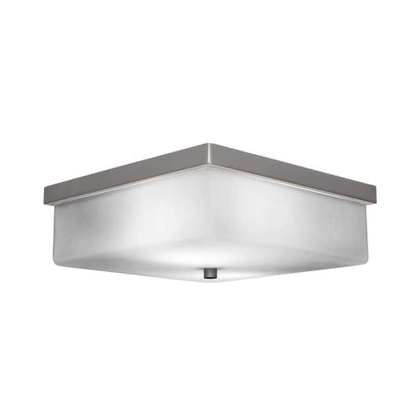 Unbranded Kingsport 13 in. 2 Light Graphite Flush Mount with Clear Bubble Glass Shade No Bulbs Included