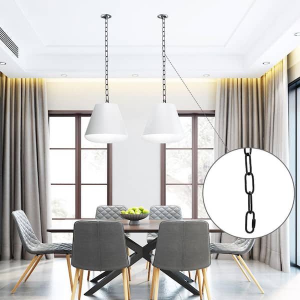 Heavy Duty 10 Feet Chandelier Chain with Link Locks for Hanging Light Fixtures and Plants Black Extension Decor