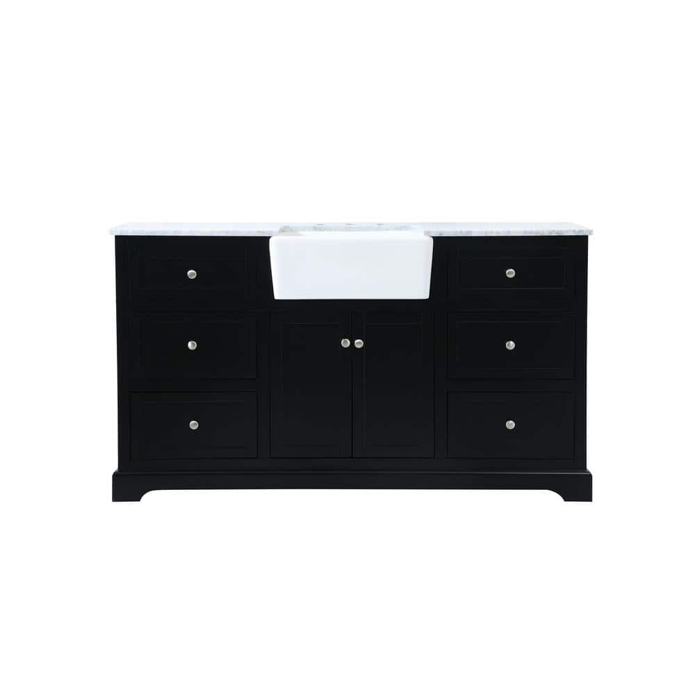 Timeless Home 22 in. W x 60 in. D x 34.75 in. H Bath Vanity in Black with C