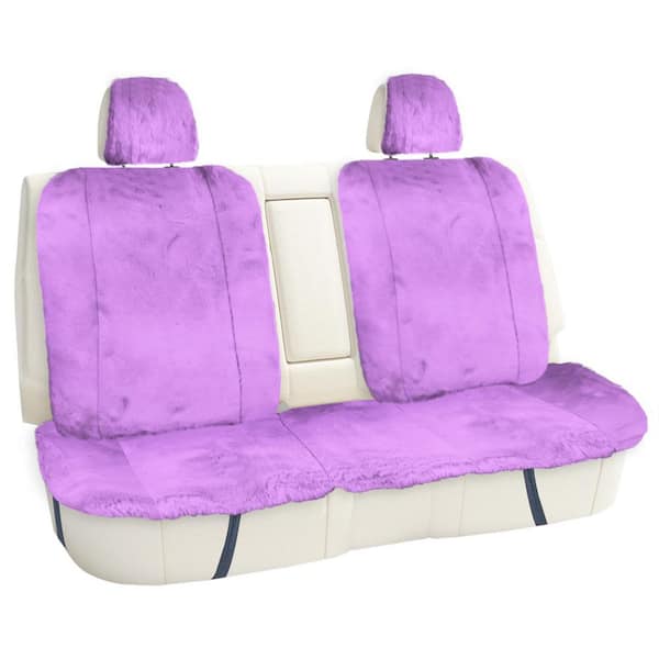 FH Group Doe16 Faux Rabbit Fur Car Seat Cushions 22 in. x 20 in. x 4.7 in. Rear Set, Purple