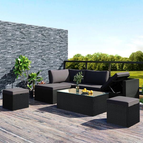 Black Wicker Outdoor Sectional Set, Wicker Designs Outdoor Furniture