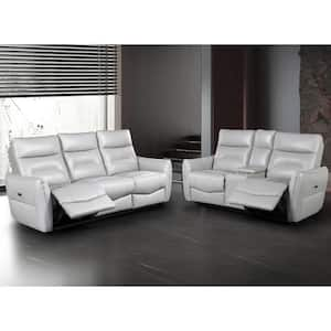 Amanda 2-Piece Taupe Leather Match Living Room Set