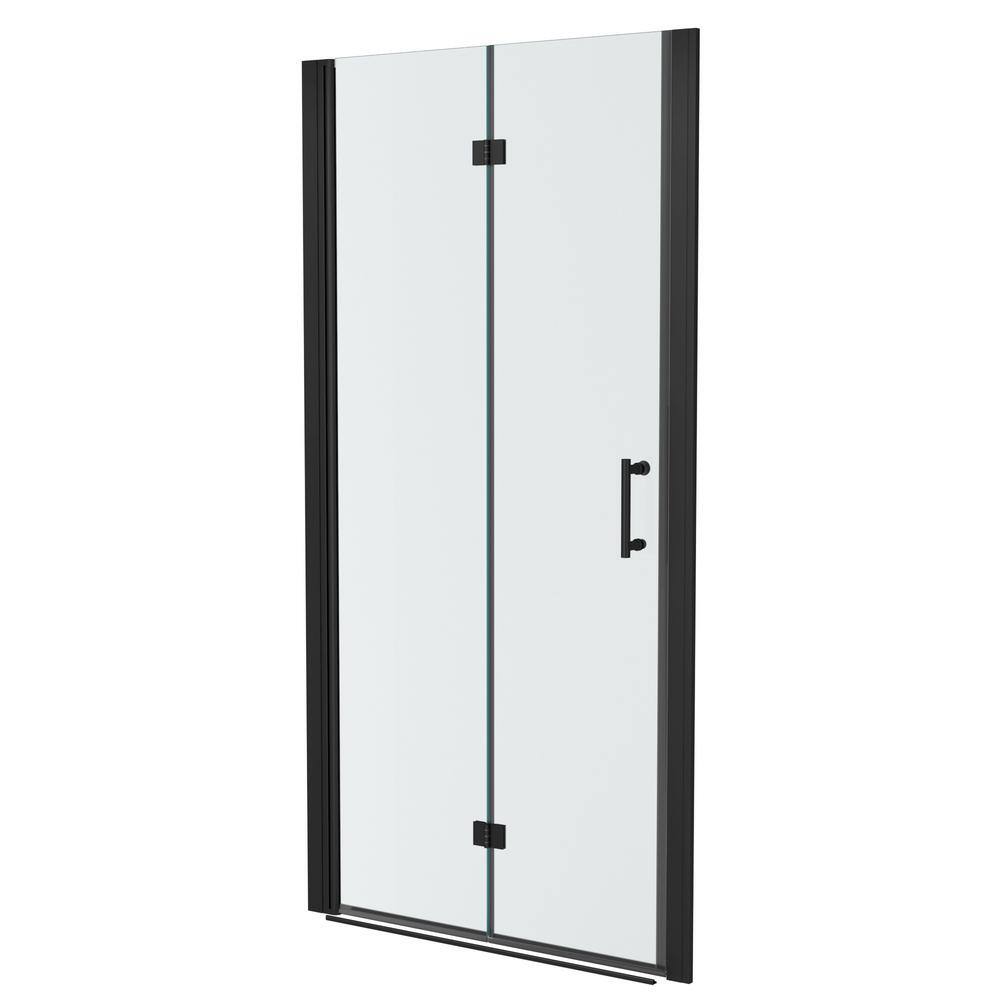 36-37.38 in. W x 72 in. H Bi-Fold Frameless Shower Doors in Matte Black Finish with Tempered Glass price history on PriceWatchPro