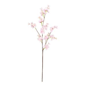 34 in. Light Pink Artificial Cherry Blossom Flower Stem Spray (Set of 6)