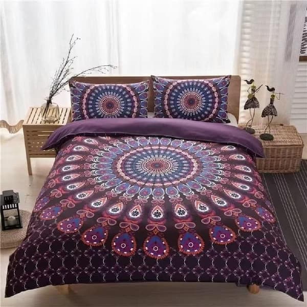 Shatex All Season Bedding 3 Piece Purple Polyester Queen Size Ultra Soft Elegant Bedding Comforters set