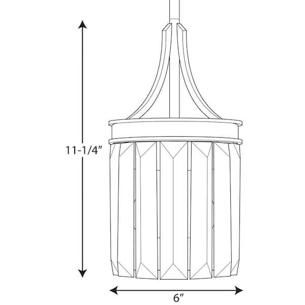 Glimmer Collection 1-Light Silver Ridge Mini Pendant with Clear Glass