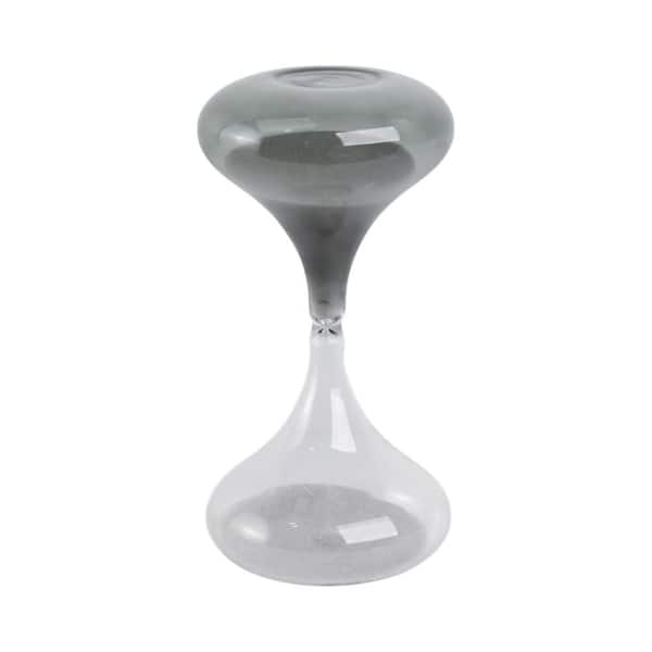 Liv & Skye Gray 4 in. x 8 in. Glass Modern Solid Hourglass Sculpture