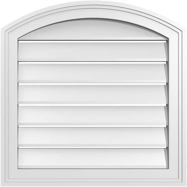 Ekena Millwork 20 in. x 42 in. Arch Top Surface Mount PVC Gable Vent: Decorative with Brickmould Frame
