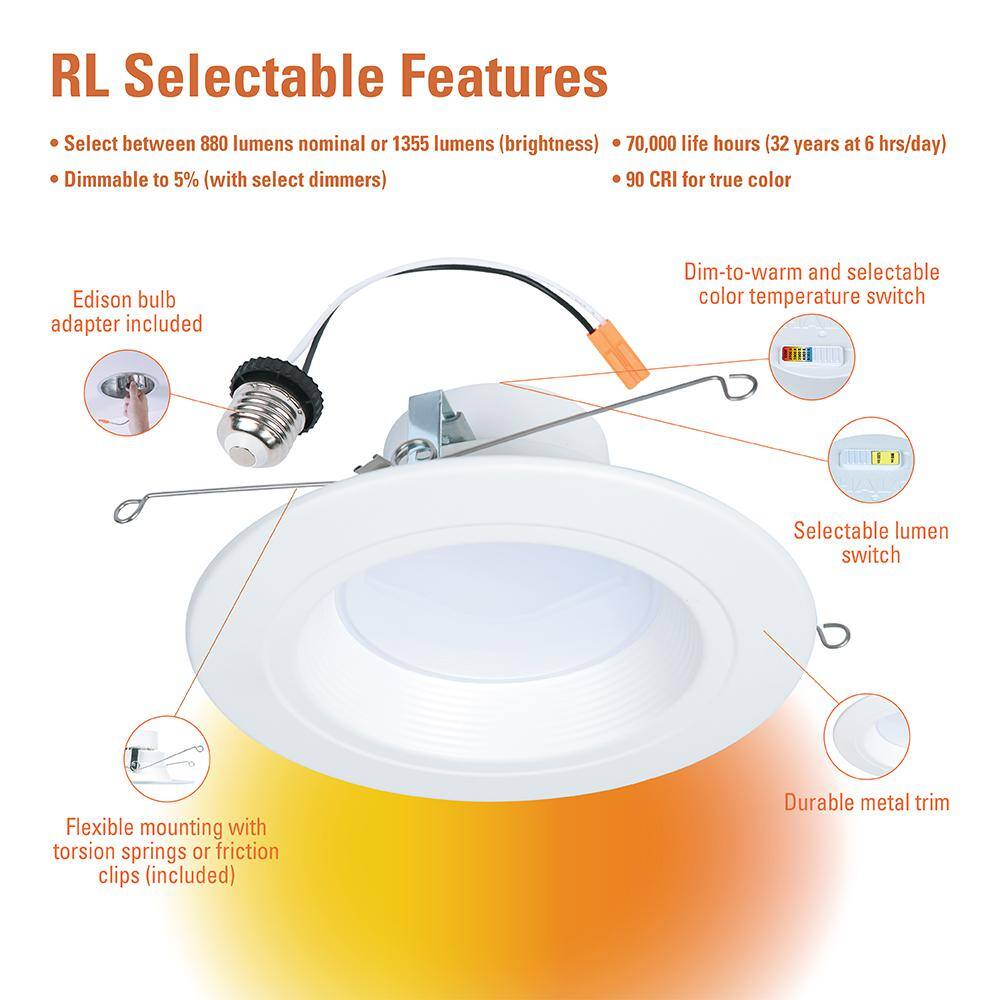 Halo 5/6 Inch White Aluminum LED Recessed Downlight
