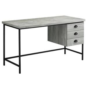 HOMCOM 59 in. Grey 3-Drawer Executive Computer Desk with Cabinets 836 ...