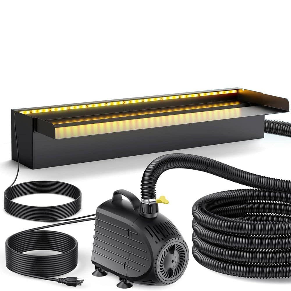 Phewnyzo 24 in. Stainless Steel Pond Waterfall Spillway with Warm