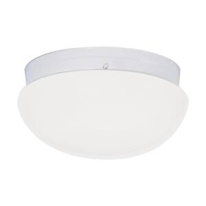 Sunlite 6 in. 1-Light White Mushroom Dome Style Decorative Ceiling Flush Mount with Glass Shade