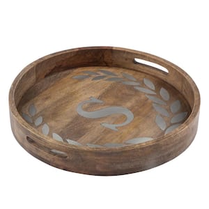 20 in. Round Mango Wood Serving Tray "S"