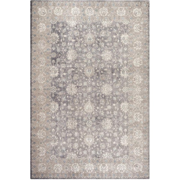 SAFAVIEH Sofia Light Gray/Beige 4 ft. x 6 ft. Floral Border Area Rug